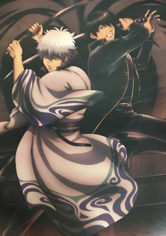 Gintoki And Hijikata, Gintama Official Art, Gintoki Hijikata, Silver Samurai