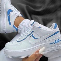 Blue Custom Air Force 1 Shadow-shecustomize Blue Air Force 1, Wallpaper Nike, Nike Air Force One, Air Force 1 Shadow, Trendy Shoes Sneakers, Nike Shoes Girls, Preppy Shoes, Blue Air, All Nike Shoes