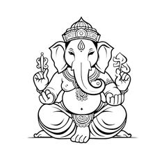 an elephant sitting in the middle of a line drawing with letters on it's side