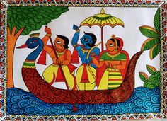 Painting On Rajasthan, Wall Painting Madhubani, Phad Art Design, Folk Art Of India Paintings, Folk Paintings Of India, Phad Painting Rajasthan Motifs, Phad Painting Easy, Phad Painting Motifs, Pattachitra Art Paintings