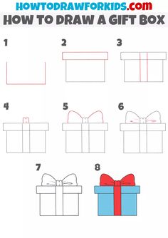 how to draw a gift box for kids with instructions on how to draw and color