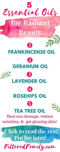 Essential Oils for Beauty | DIY Beauty | Antiaging | Natural Beauty | 5 Amazing Essential Oils for Radiant Beauty -- via FilteredFamily.com Geranium Oil, Frankincense Oil, Video Course, Natural Beauty Products, Anti Aging Skin, Diy Body, Beauty Diy, Oil Blends, Essential Oil Recipes