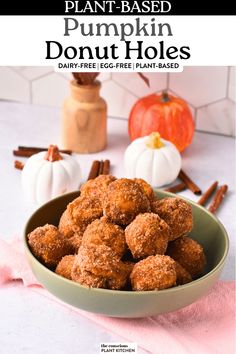 a bowl full of pumpkin donut holes