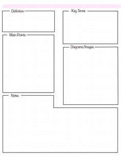 a blank paper with three sections labeled in the center and two lines on each side