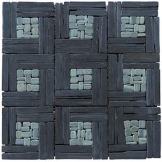 an abstract pattern made up of squares and rectangles in shades of blue, grey and white