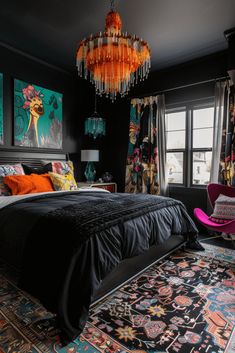 29 Black Boho Bedroom Ideas 21 Black Boho Bedroom, Boho Glam Bedroom, Whimsical Bedroom, Boho Bedroom Design, Boho Bedroom Ideas, Feminine Bedroom, Moody Bedroom, Modern Bedroom Interior, Bedroom Decorations