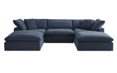 Dream Navy 131'' Modular 5 Piece Modular Sectional 2 Corners, 1 Armless Chair, 2 Ottomans | Bob's Discount Furniture & Mattress Store Oversized Sectional, 2 Ottomans, Bobs Furniture, U Shaped Couch, Sectional With Ottoman, Bob's Discount Furniture, Modular Sectional Sofa, Mattress Store, Living Room Sectional