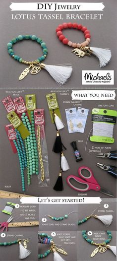 the instructions for making bracelets with beads and tassels