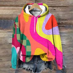 Autumn Fashion Hoodies Colored Stripes Designer Y2K Pullover Women Clothing Loose Women's Tops  New Women's Sweatshirts Pullover Women, Womens Sweatshirts Hoods, Fashion Hoodies, Streetwear Y2k, Color Stripes, Women Pullover, Women's Tops, Hoodie Print, Hoodie Fashion