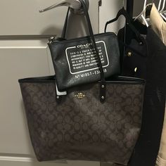 Coach Brown “C” Tote Bag. Like New, One Small Worn Spot. Comes With Attached Interior Bag Coach Coated Canvas Pouch Bag, Coach Tan Bag For Everyday Use, Coach Tan Bag For Daily Use, Coach New York, Bags Coach, Coach Bags, Shoulder Bags, Bag Lady, Like New