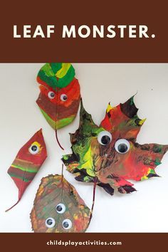 leaf monster craft for kids with eyes and leaves