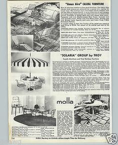 an old advertisement with pictures of different types of chairs and tables in it's pages