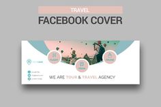 the travel facebook cover is designed to look like it has been placed on top of an image