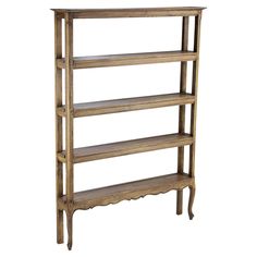 an old wooden shelf with three shelves on each side and one shelf below the shelf