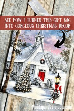 Christmas Church Gift Bag Window - Manda Panda Projects Framed Christmas Cards, Dollar Tree Canvas Ideas, Diy Christmas Decorations Kids, Christmas Decorations Kids, Crafts 2024, Decoupage On Canvas, Christmas Decor Idea, Canvas Gift Bag