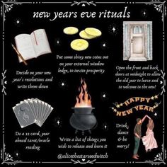 Wicca New Year, New Year Witchy Tips, Spell For New Year, Witches New Year Ritual, Wicca New Year Ritual, New Years Eve Spiritual Rituals, New Years Witch Tips, New Year’s Eve Intentions, Get Ready For New Year