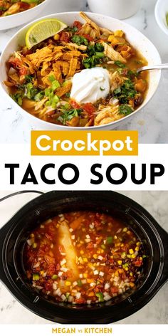 crockpot taco soup with chicken and vegetables in it