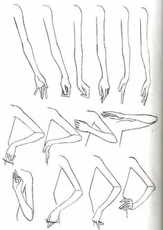 a drawing of different poses and hands