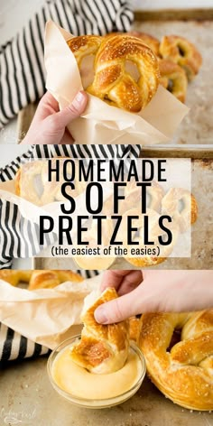 homemade soft pretzels with the text overlay