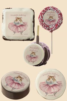 ballerina hamster in a pink tutu birthday treats, sugar cookies, brownies, cake pops, chocolate oreos, Sweet Treats Party, Birthday Party Treats, Birthday Collection, Ballerina Party, Ballerina Birthday, Ballerina Girl, Party Treats, Elegant Invitations