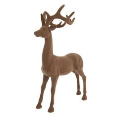 a toy deer with antlers on it's head is standing in front of a white background