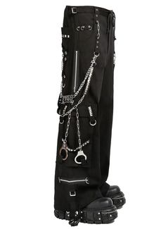 TOO MUCH HARDWARE? NOT EVEN A THING!🖤 ⛓️(ง •̀_•́)ง These black pants feature removable chains and handcuffs, a TRIPP NYC logo chain, adjustable ankles, studs, and deep pockets. – Drawstring and adjustable waist buckles allow for a tighter fit on the waist. 100% Cotton. Waist measurements are based on the waistband's full extension - that is the maximum inches that the waist will extend to. MODEL IS WEARING X-SMALL SIZE WAIST (Fully Extended) INSEAM XS 31 32 S 33 32 M 35 32 L 38 32 XL 41 32 XXL Nyc Tripp Pants, Chain Pants Outfit, Pants With Chains, Apocalypse Clothes, Trip Pants, Pants Reference, Alternative Pants, Nyc Logo, Tripp Nyc Pants