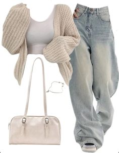 OOTD: Open Front Knit Cardigan + Boyfriend Jeans + Leather Shoulder Bag | fairypeony Shein Cargo Jeans, Cute Outfits Cardigans, Cardigans Outfits For Women, Cute Street Style Outfit Ideas, Outfit Ideas Soft Aesthetic, Style Inspiration Feminine, Outfit With Jeans Summer, New Jeans Style Outfits, Boyfriend Outfits For Women