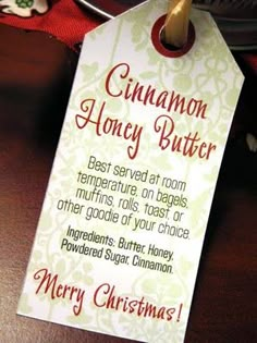 a christmas gift tag that says cinnamon honey butter