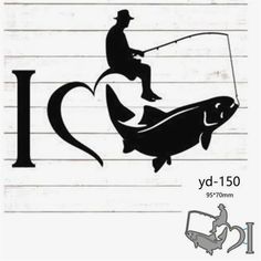 i love fishing with fish and man on boat vinyl decal