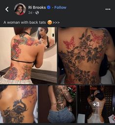 a woman with tattoos on her back