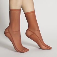 Darner Solid Burnt Orange Mesh Socks - Darner Socks Fitted Nylon Elegant Socks, Fitted Solid Socks For Summer, Fitted Summer Socks, Fitted Sheer Summer Socks, Trendy No-show Socks For Spring, Trendy Fitted Nylon Socks, Toeless Socks, Brown Socks, Nylon Socks