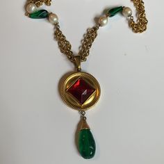 Beautiful Ben Amun Necklace From Neiman Marcus Vintage Look , Gorgeous Green And Red With Yellow Gold Necklace Ben Amun Necklace, Yellow Gold Necklace, Green And Red, Beautiful Necklace, Vintage Look, Vintage Looks, Beautiful Necklaces, Womens Jewelry Necklace, Red Green