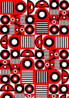 a red and black pattern with circles