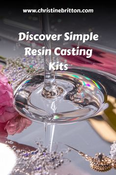 Clear resin being poured onto a reflective surface surrounded by colorful beads and a pink flower with the text "Discover Simple Resin Casting Kits". Resin Crafts For Beginners, Resin Crafting, Resin Art Supplies, Casting Kit, Resin Products, Home Decor Pieces, Art Resin, Resin Kit, Professional Tools