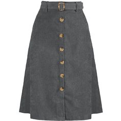 Indulge in a perfect blend of comfort and style with this ribbed corduroy A-line skirt. The high-fitted waist and slightly flared hem add a touch of elegance to the skirt, while the matching waist tie accentuates your curves, creating a flattering silhouette. The elastic waist and belted detail make it comfortable to wear all day long. This versatile skirt is suitable for any occasion, be it a party, a day out shopping, or a day at the office. The midi length adds a touch of sophistication to th Corduroy Midi Skirt, Midi Skirt With Pockets, Button Front Skirt, Midi Flare Skirt, Fall 24, Suspender Skirt, Midi Length Skirts, Trendy Clothes For Women, Gray Skirt