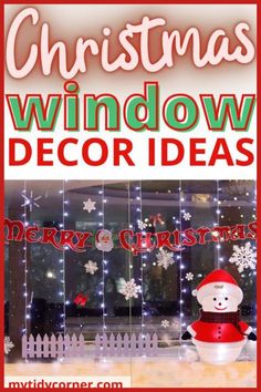 a christmas window decorated with lights and snowflakes is featured in this holiday card