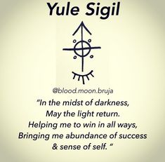 a poem written in black and white with an image of the symbol for yule sigil