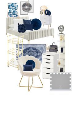 Dusty Blue Room Aesthetic, Navy Room Decor Aesthetic, Navy Blue And Pink Bedding, Navy Blue Room Inspiration, Navy Room Inspiration, Navy Blue White Bedroom, Navy Blue And White Bedroom Decor, Room Ideas Aesthetic Navy Blue, Clean Girl Room Aesthetic Navy Blue