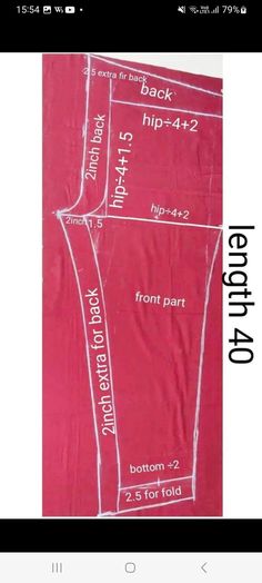 an image of a piece of cloth with measurements on it