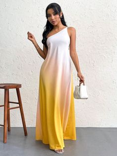 Shoulder Knots, Unique Dress, Dress Sketches, Gradient Design, Knot Design, Stylish Work Outfits, Yellow Fashion