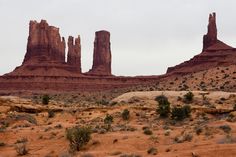 the desert is full of tall rock formations