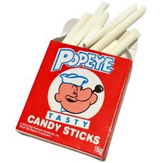 a box of candy sticks with an image of pope on it's front and side