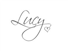 the word juicy written in cursive writing on a white background with two hearts