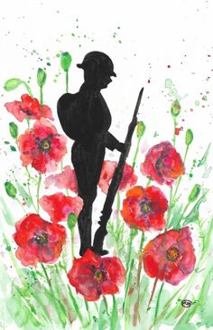 Remembrance Day Drawings, Making Poppies, Silhouette Soldier, Remembrance Day Pictures, Wwi Soldier, Remembrance Day Activities, Remembrance Day Art, Poppy Craft, Remembrance Day Poppy