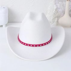 Nwot Shein Nwot Shein Cow Girl White Hat With Pink Trim And Silver Stars Western White Cap Hat, White Cap For Rodeo, Casual White Felt Hat For Rodeo, Casual White Brimmed Felt Hat, White Adjustable Felt Hat With Curved Brim, White Adjustable Curved Brim Felt Hat, Casual White Fedora Felt Hat, Casual White Felt Hat With Curved Brim, White Casual Felt Hat With Flat Brim