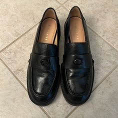 Chunky Coach Loafers! Only Worn A Few Times And In Really Good Condition. Coach Lug Sole Loafer, Coach Leather Loafers, Coach Classic Slip-on Loafers, Coach Leah Loafers, Luxury Coach Slip-on Loafers, Coach Loafers, Coach Shoes, Loafer Flats, Flat Shoes Women