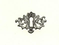 an antique style door handle on a white background with black and white ink drawing by hand