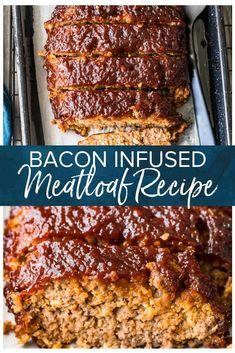 bacon infused meatloaf recipe with text overlay