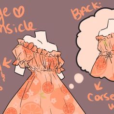 an orange dress is shown in front of a thought bubble that says i love you ascie back