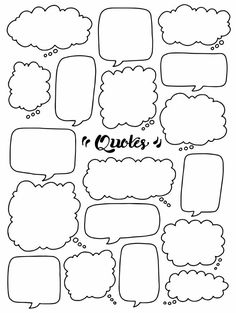 blank speech bubbles with the word's written below them